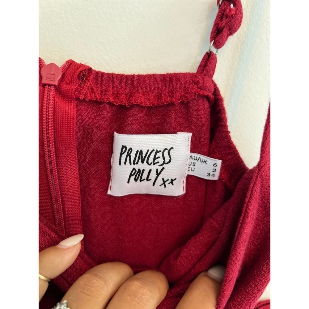 Princess Polly Caedere Mini Dress Red Wrap Tie Slip Dress Size 2 Party Date Nigh - Picture 4 of 8
